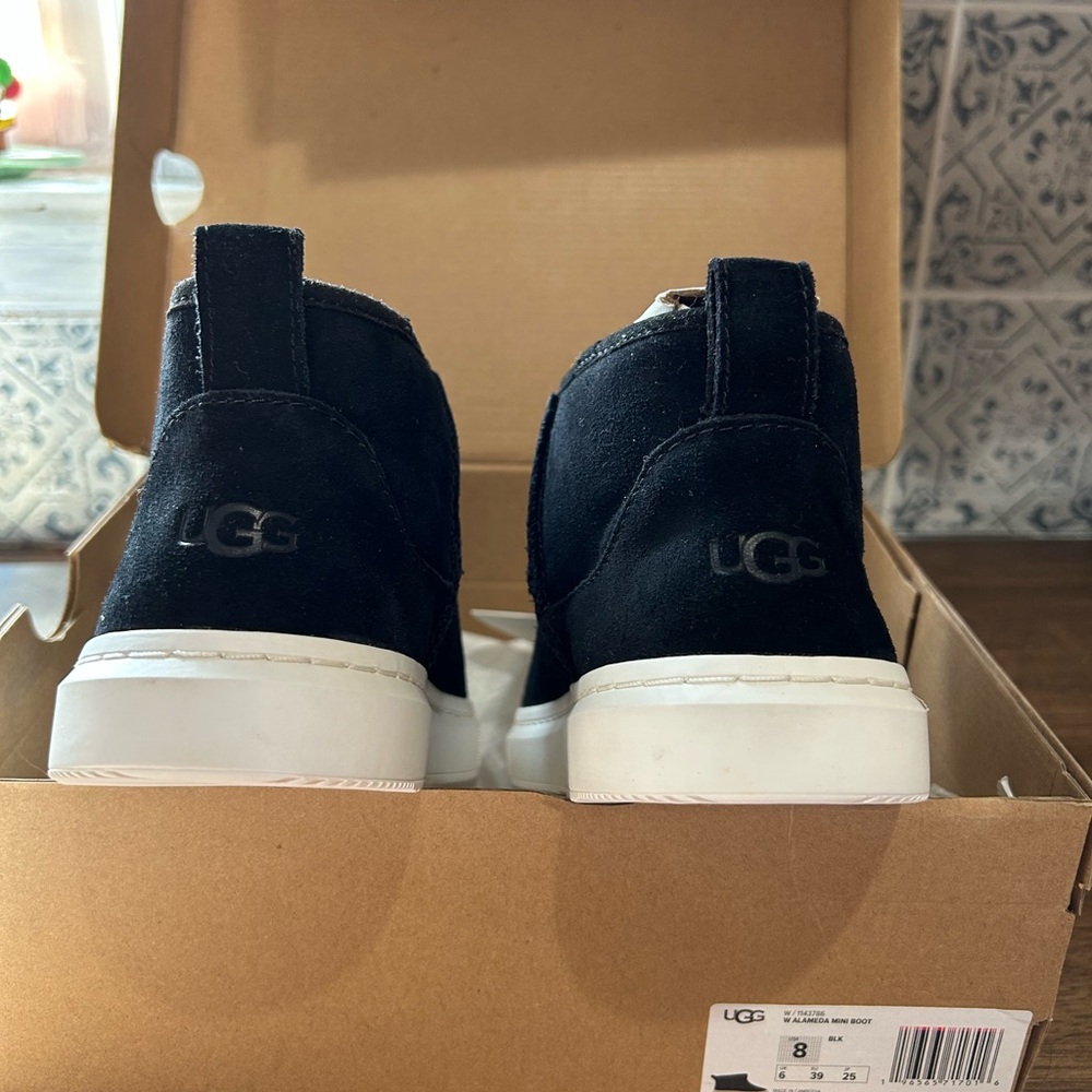 UGG Black Ankle Boots with White Sole - Picture 9 of 16